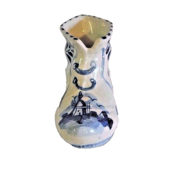 Vintage Delft Holland Windmill 3 pc Set Boot Shoe & Nappy Dish - Picture 2 of 5